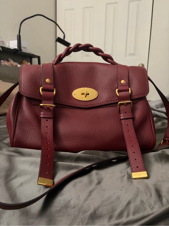 Mulberry Handbags - Mulberry Alexa Crimson Leather Satchel with Gold Hardware